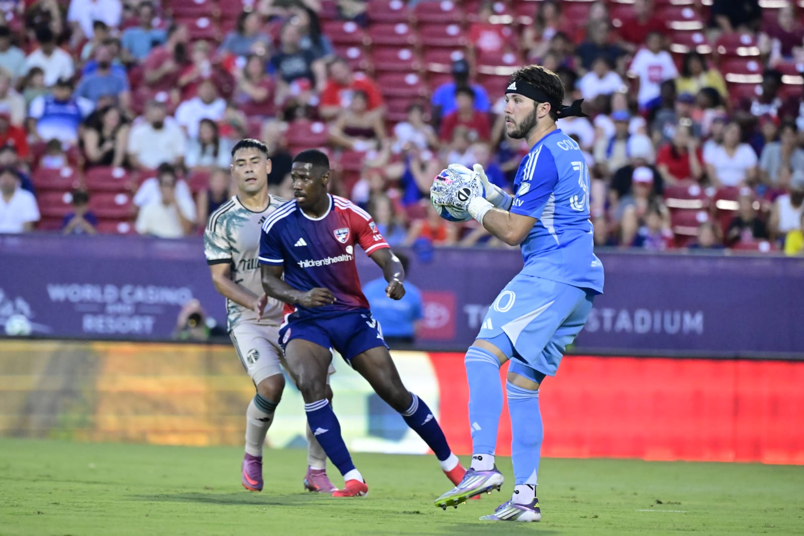 Michael Collodi makes a save for FC Dallas. (Photo via FC Dallas)