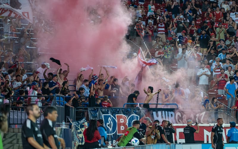 FC Dallas fans celebrate a goal scored. (Photo via Mike Brooks)